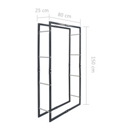 Portant de bois de chauffage Noir 80x25x150 cm Acier