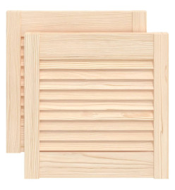 Portes à persiennes 2 pcs Bois de pin massif 39,5x39,4 cm