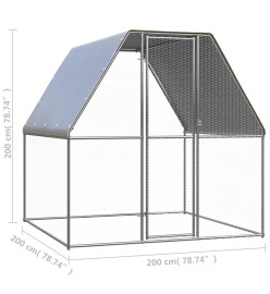 Poulailler d'extérieur 2x2x2 m Acier galvanisé