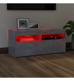 Meuble TV avec lumières LED gris béton 90x35x40 cm