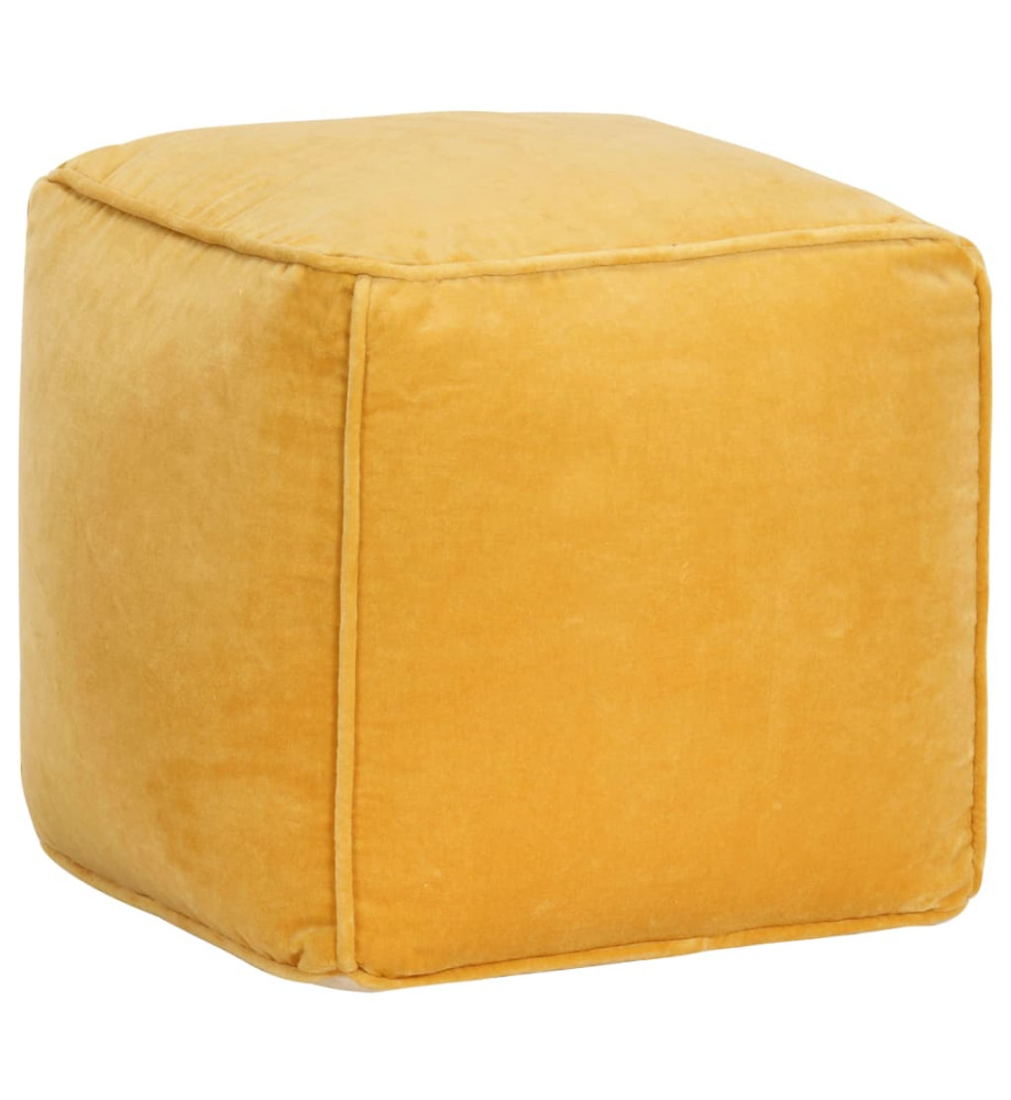 Pouf Velours de coton 40 x 40 x 40 cm Jaune