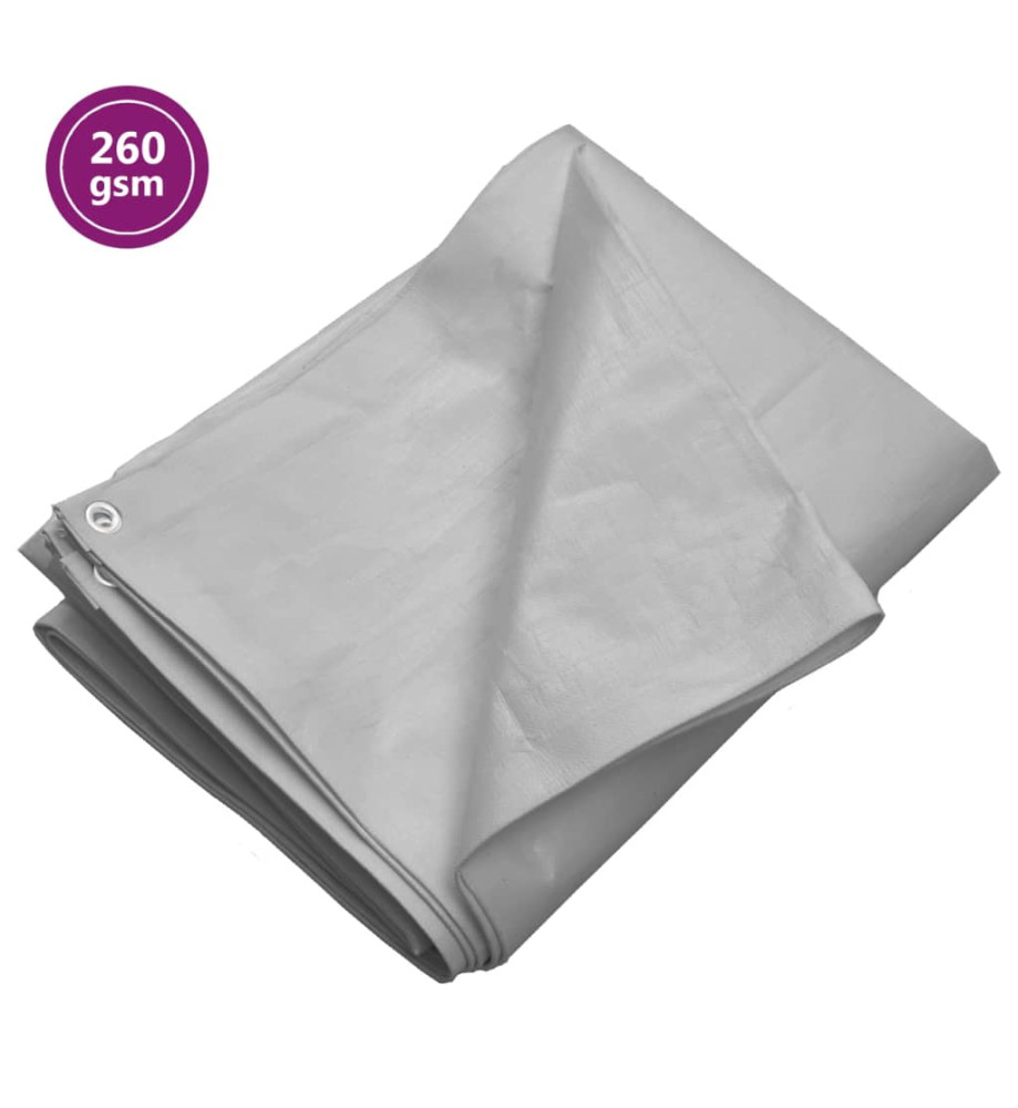 Bâche 260 g/m² 8x8 m Gris PEHD