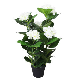 Plante hortensia artificielle avec pot 60 cm Blanc