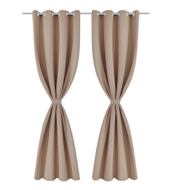 Rideau occultant 2 pcs avec œillets métalliques 135x175cm Crème