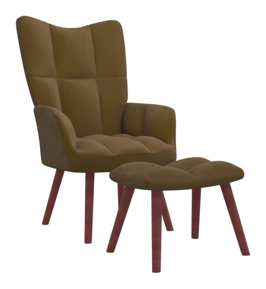 Chaise de relaxation avec repose-pied Marron Velours