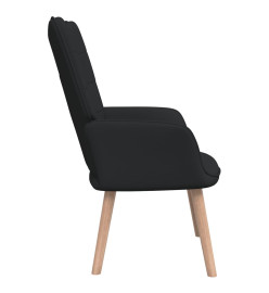 Chaise de relaxation avec tabouret Noir Tissu