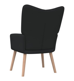 Chaise de relaxation avec tabouret Noir Tissu