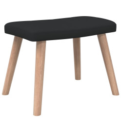 Chaise de relaxation avec tabouret Noir Tissu