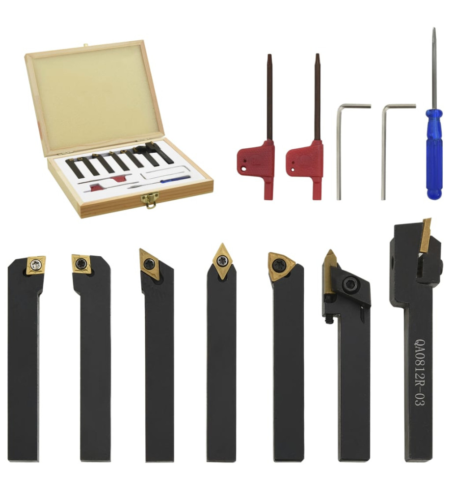 Jeu d’outils de tournage indexables 12 pcs 8x8 mm 70 mm