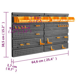 Panneau mural porte-outils 646x385 mm 26 porte-outils PP