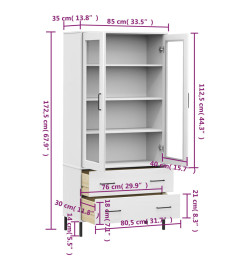 Bibliothèque avec pieds en métal Blanc 85x35x172,5 cm Bois OSLO