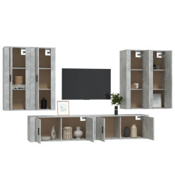 Ensemble de meubles TV 6 pcs Gris béton Bois d'ingénierie