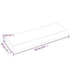 Étagère murale marron clair 60x20x4 cm bois chêne massif traité