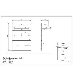 Germania Panneau de porte-manteau GW-Frisco 75x30x110 cm Blanc