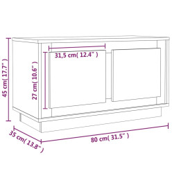 Meuble TV chêne marron 80x35x45 cm bois d'ingénierie