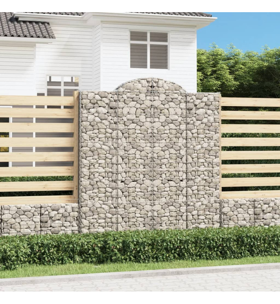 Paniers à gabions arqués 2 pcs 200x50x220/240 cm Fer galvanisé