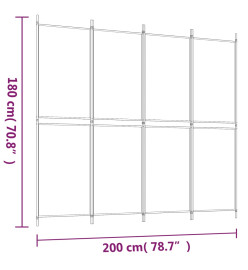 Cloison de séparation 4 panneaux Marron 200x180 cm Tissu