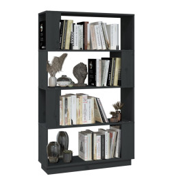 Bibliothèque/Séparateur de pièce Gris 80x25x132 cm Pin solide