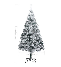 Sapin de Noël artificiel avec neige floquée vert 240 cm PVC