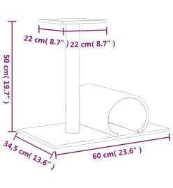 Arbre à chat avec tunnel Crème 60x34,5x50 cm