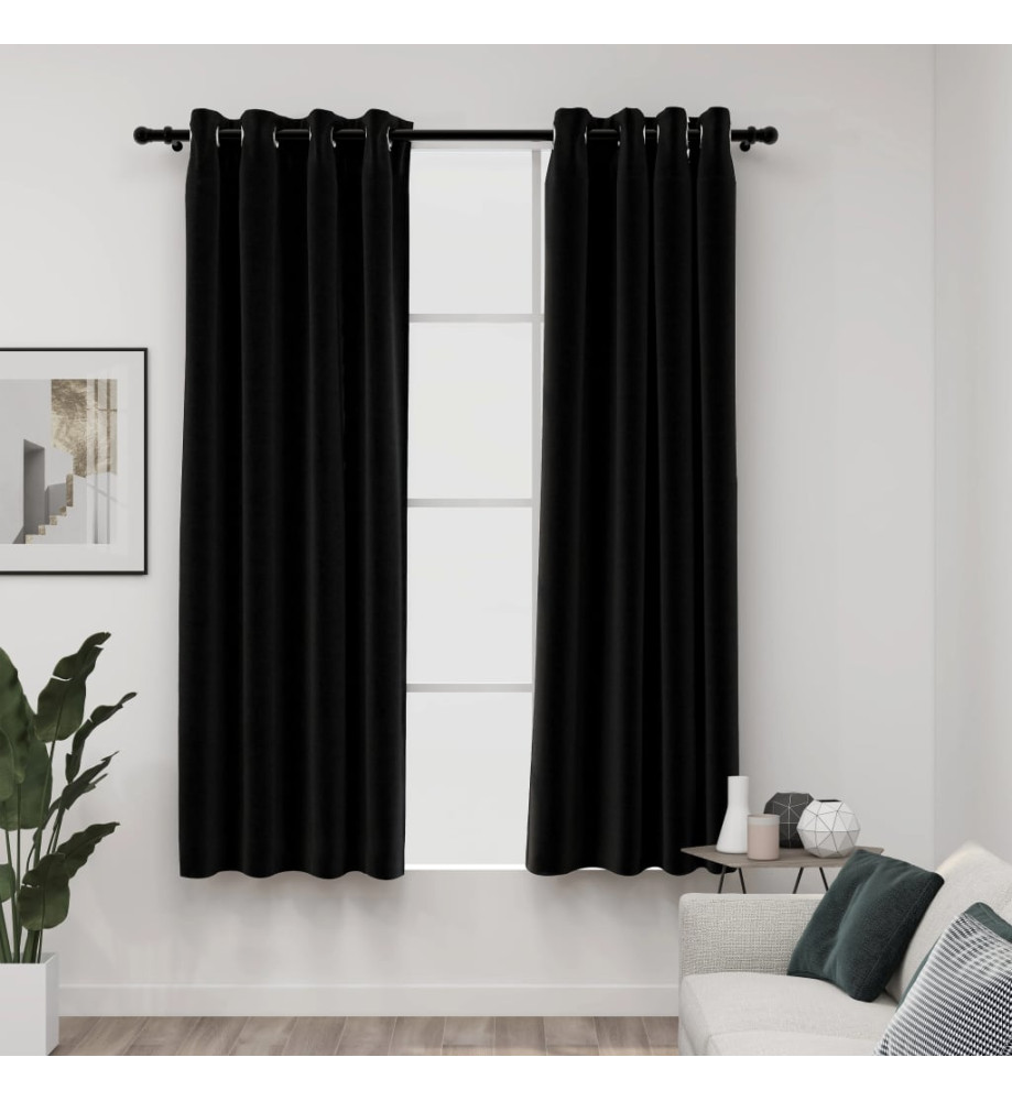 Rideaux occultants Aspect de lin 2 pcs Anthracite 140x175 cm Rideaux occultants Aspect de lin 2 pcs Anthracite 140x175 cm
