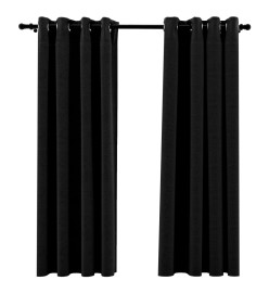 Rideaux occultants Aspect de lin 2 pcs Anthracite 140x175 cm