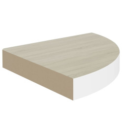 Étagères d'angle murales 4 pcs Chêne et blanc 35x35x3,8 cm MDF