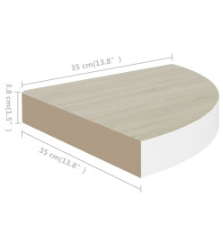 Étagères d'angle murales 4 pcs Chêne et blanc 35x35x3,8 cm MDF