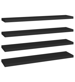 Étagères murales flottantes 4 pcs noir 120x23,5x3,8 cm MDF