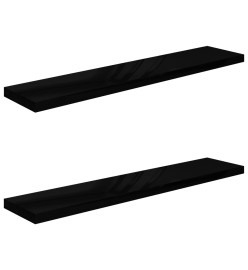 Étagère murale flottante 2 pcs Noir brillant 120x23,5x3,8cm MDF