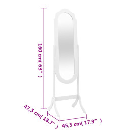 Miroir sur pied blanc 45,5x47,5x160 cm bois d'ingénierie