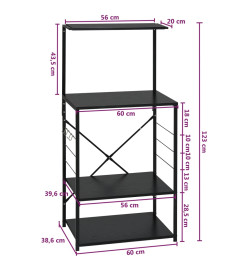 Armoire à four à micro-ondes Noir 60x39,6x123 cm Aggloméré