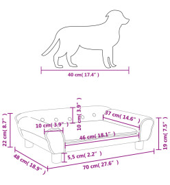 Lit pour chien noir 70x48x22 cm velours