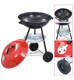 Barbecue portable XXL au charbon avec roues 44 cm