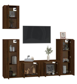 Ensemble de meubles TV 5 pcs Chêne marron Bois d'ingénierie