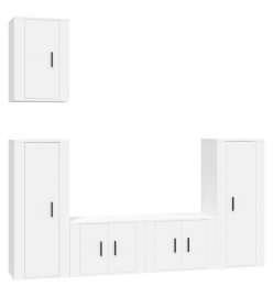 Ensemble de meubles TV 5 pcs Blanc Bois d'ingénierie