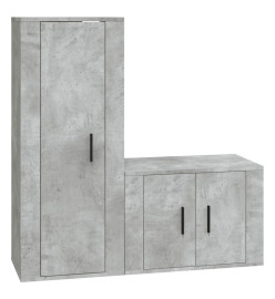 Ensemble de meubles TV 2 pcs gris béton bois d'ingénierie