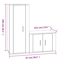 Ensemble de meubles TV 2 pcs gris béton bois d'ingénierie