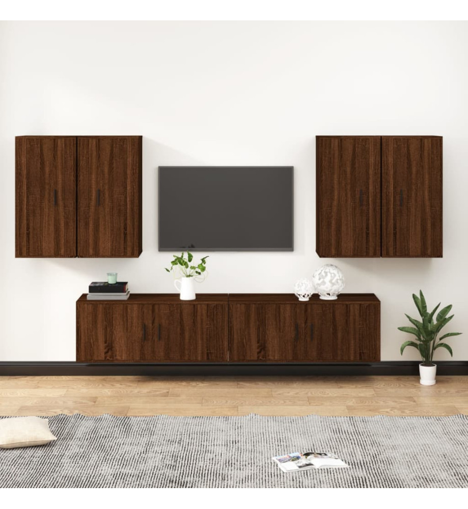 Ensemble de meubles TV 6 pcs Chêne marron Bois d'ingénierie