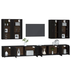 Ensemble de meubles TV 8 pcs Noir Bois d'ingénierie