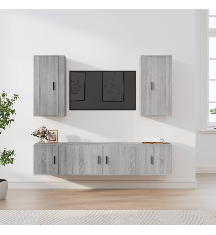 Ensemble de meubles TV 5 pcs Sonoma gris Bois d'ingénierie