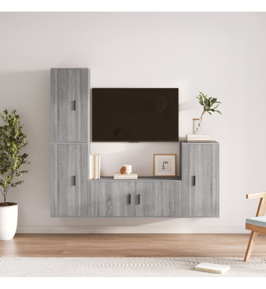 Ensemble de meubles TV 4 pcs Sonoma gris Bois d'ingénierie