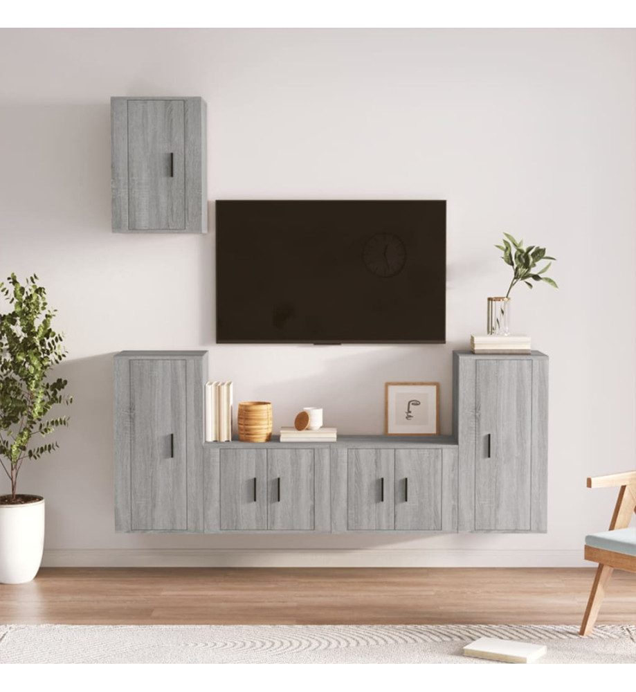 Ensemble de meubles TV 5 pcs Sonoma gris Bois d'ingénierie