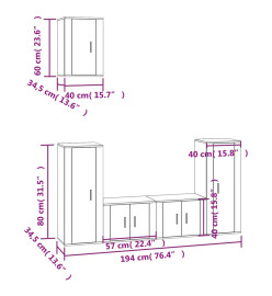 Ensemble de meubles TV 5 pcs Sonoma gris Bois d'ingénierie