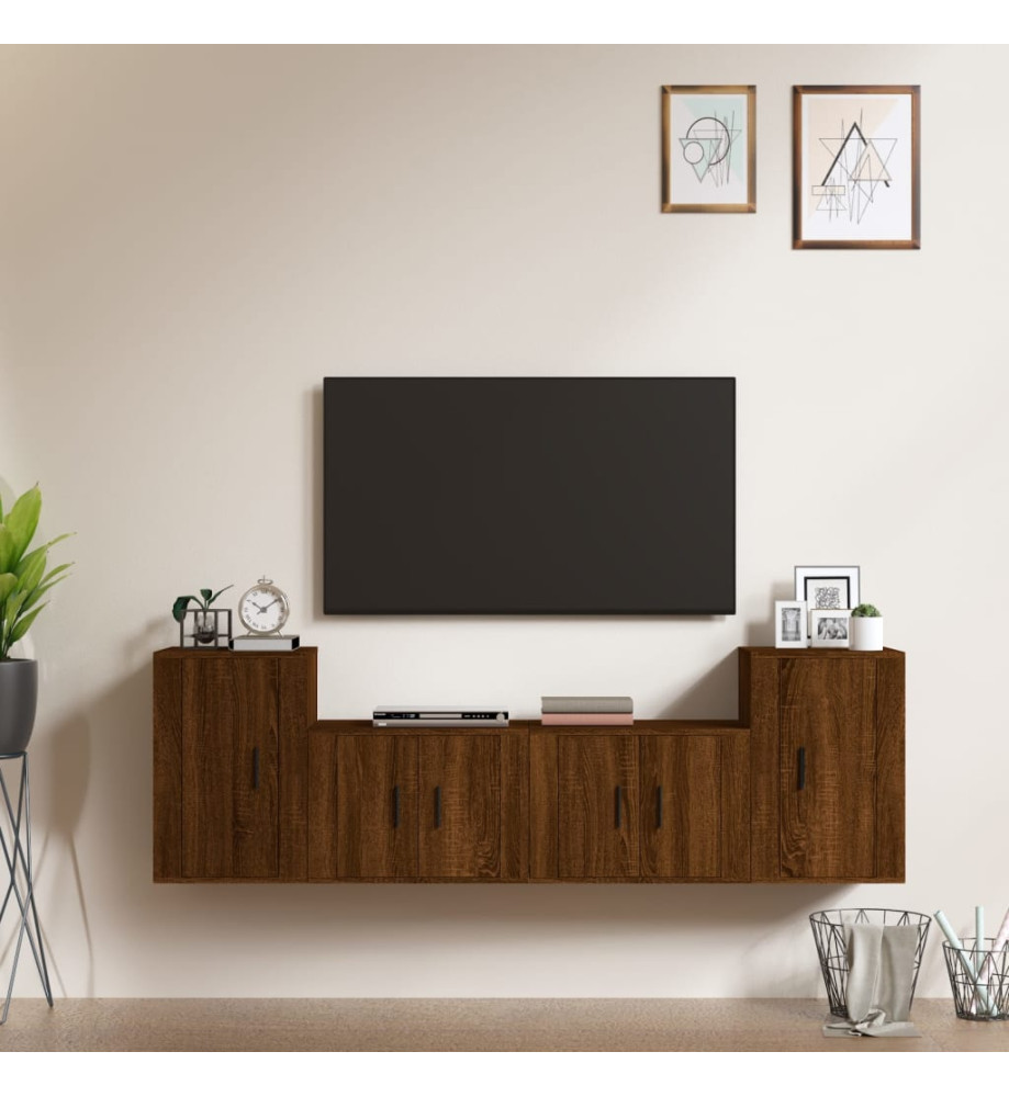 Ensemble de meubles TV 4 pcs Chêne marron Bois d'ingénierie