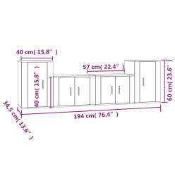 Ensemble de meubles TV 4 pcs Blanc Bois d'ingénierie