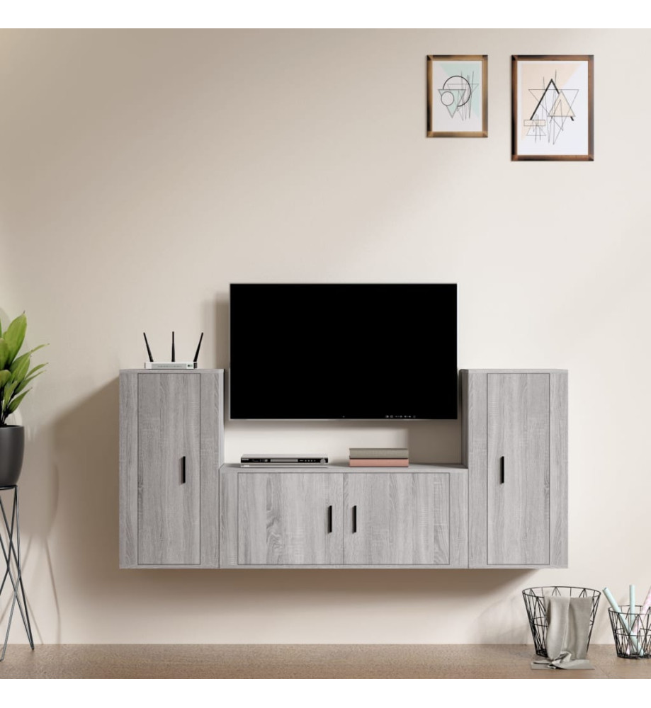 Ensemble de meubles TV 3 pcs Sonoma gris Bois d'ingénierie