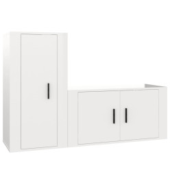 Ensemble de meubles TV 2 pcs blanc brillant bois d'ingénierie