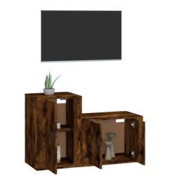 Ensemble de meubles TV 2 pcs Chêne fumé Bois d'ingénierie