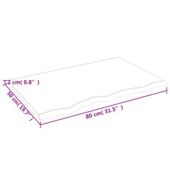 Dessus de table 80x50x2 cm bois de chêne massif non traité